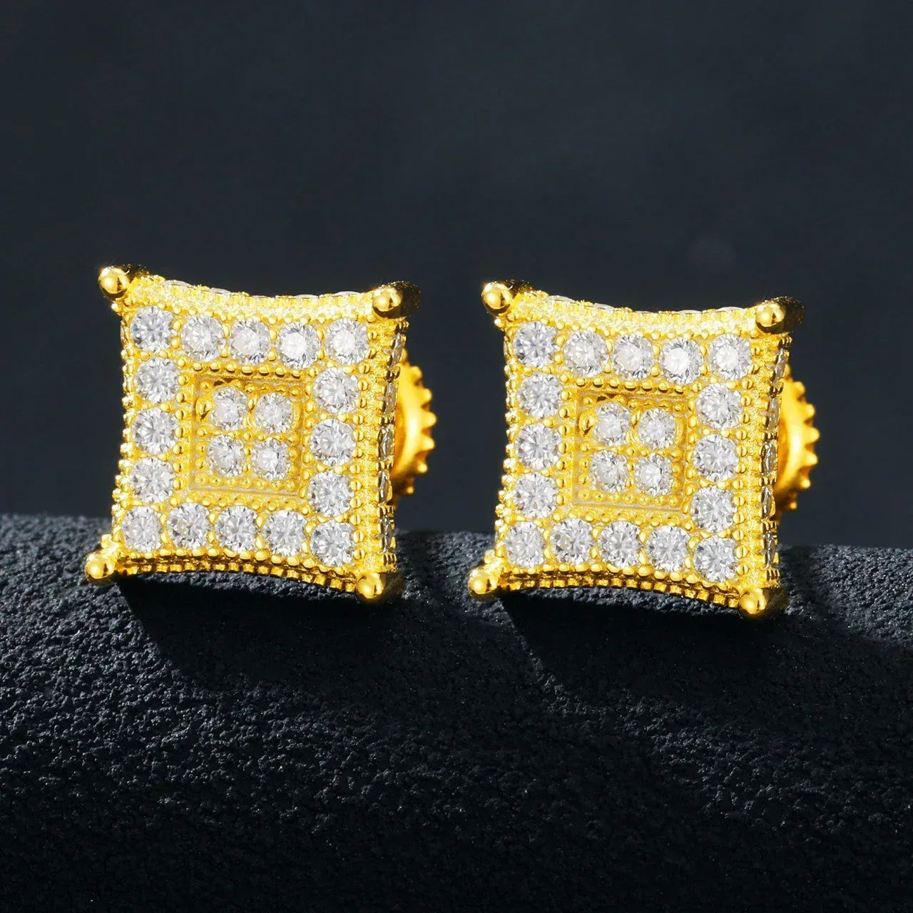 Men's VVS Lab 925 Sterling Silver Kite Square Hip Hop Earrings - CaratixJewelry